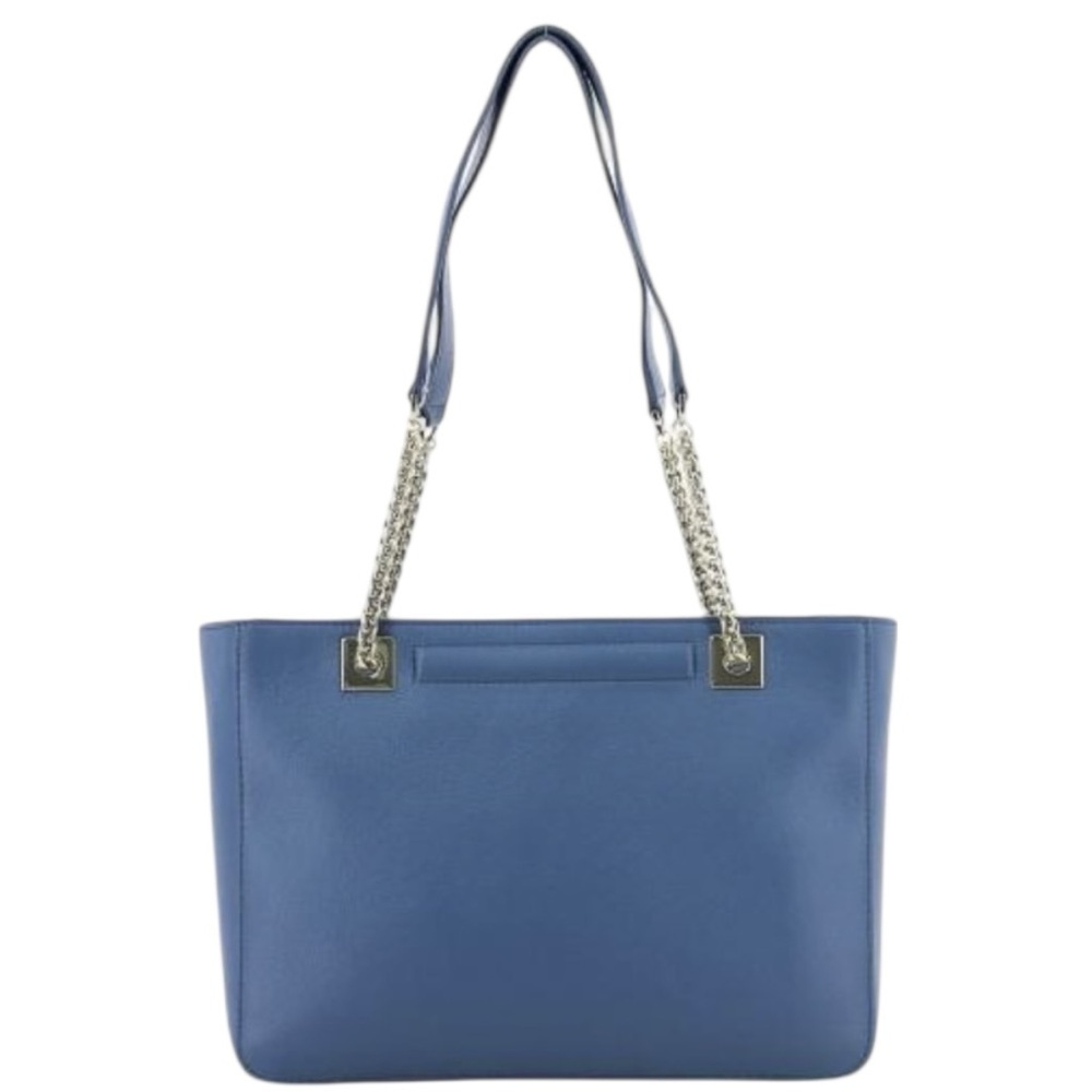 Furla Blue Leather Chain Tote Shoulder Bag with Gold Hardware - Picture 9 of 11